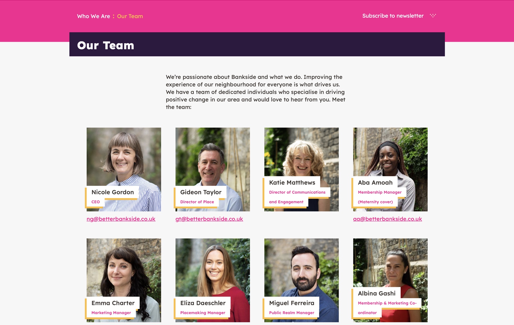 Team page managed from WordPress backend
