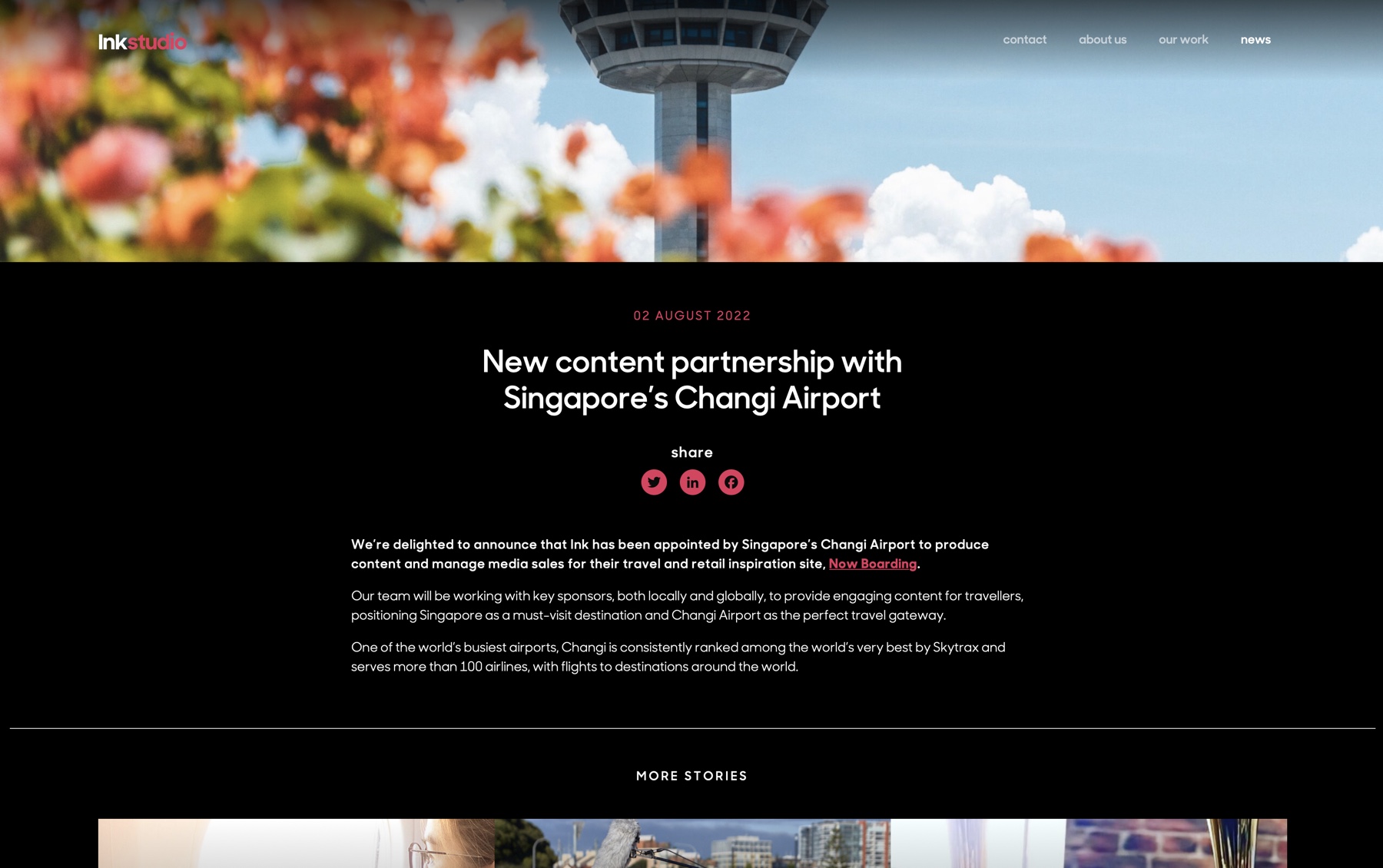 WordPress news articles with full width hero image