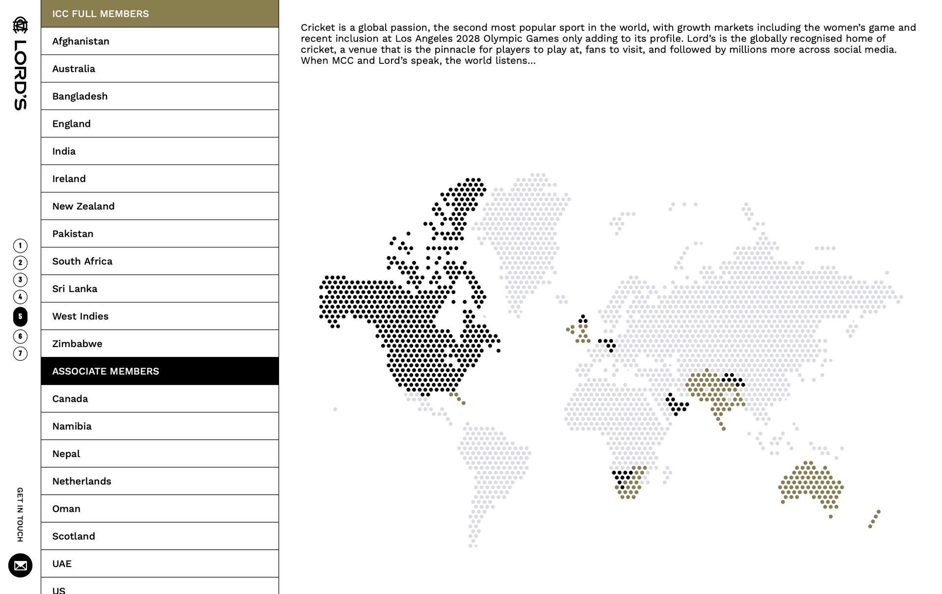 A bespoke interactive map illustrating different countries and member types in Lord--�s global network.