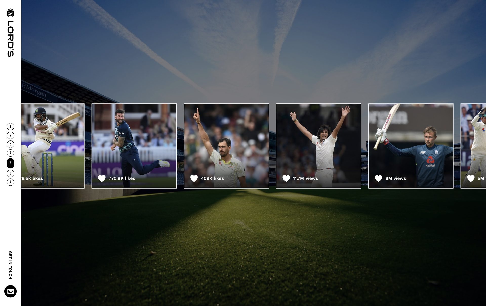 A horizontally scrolling social feed showcasing live posts and activity from Lord--�s channels.