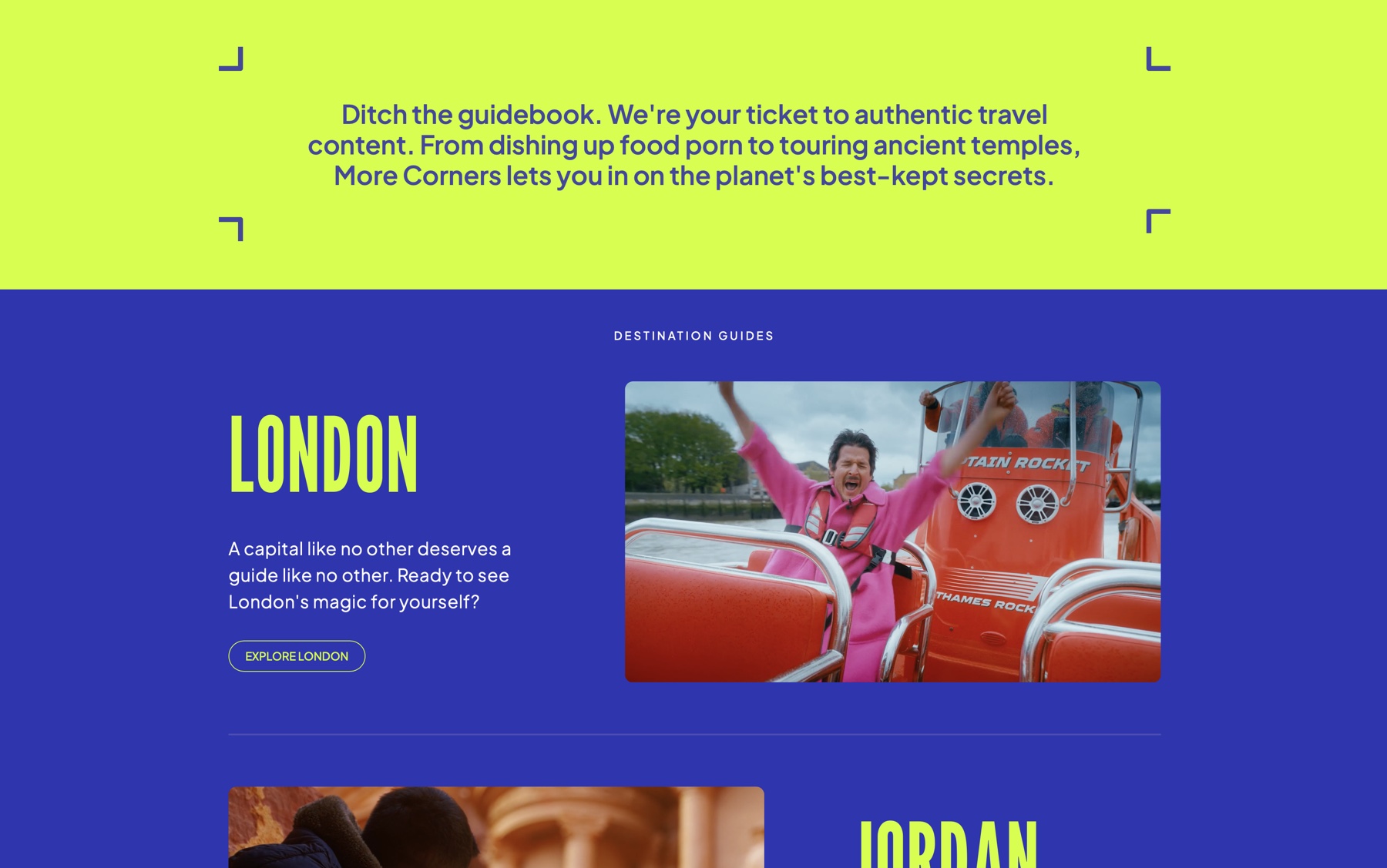 Animated text section and page sign posting