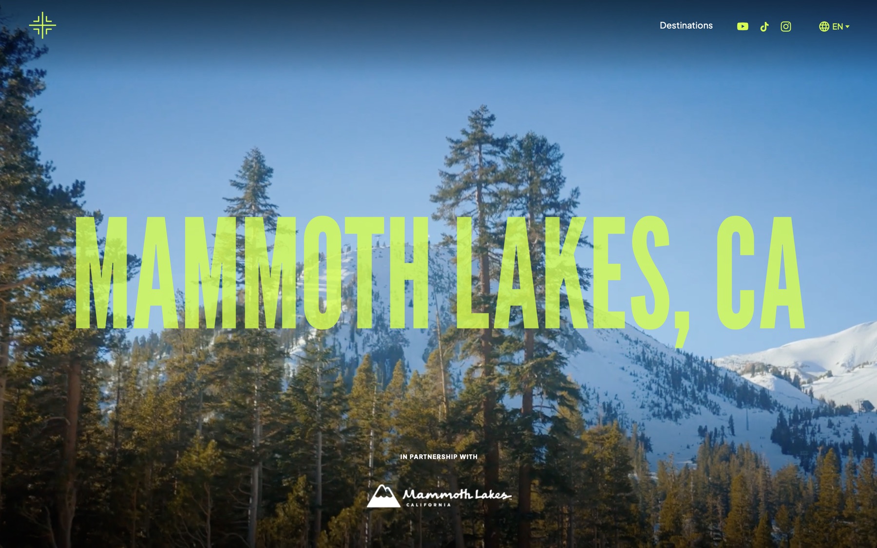 Looping embedded video background with bold page title