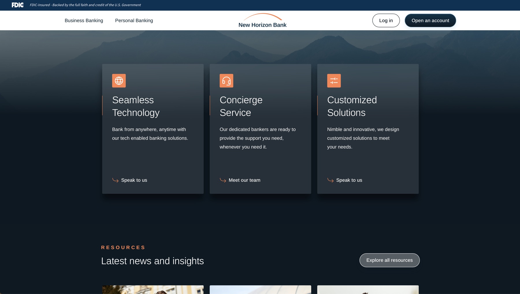 Clear signposts and calls to action guiding customers to open an account, find a branch or contact the right team.