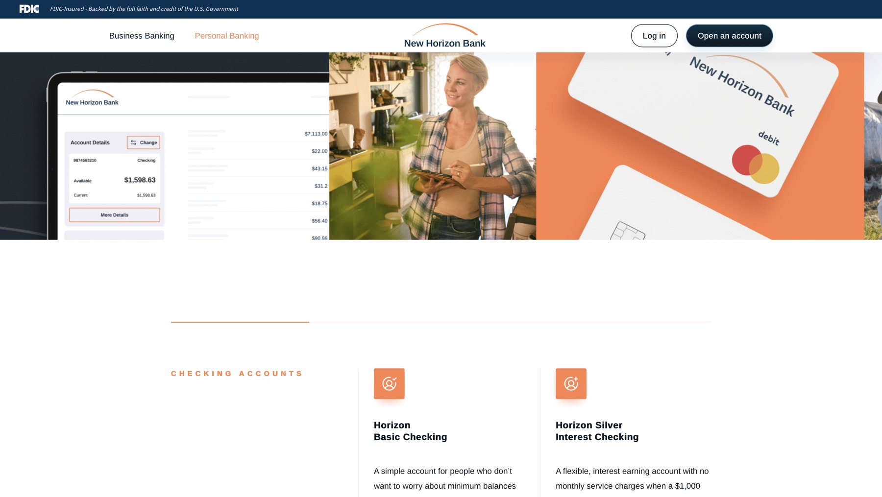 Full-width image sections that break up longer pages and give key products and services room to breathe.