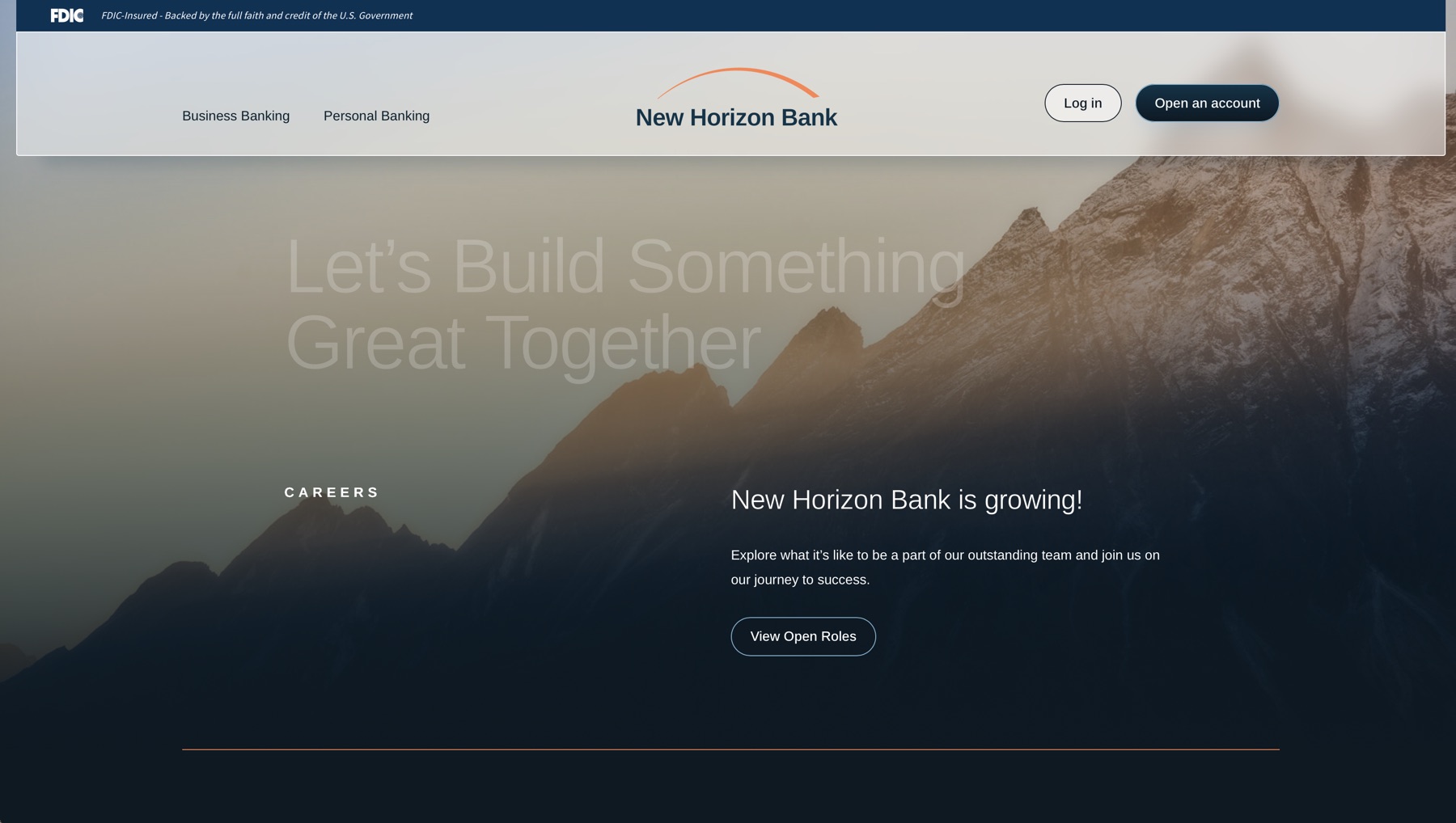 A dedicated careers page showcasing open roles and benefits to help the bank attract and retain new talent.