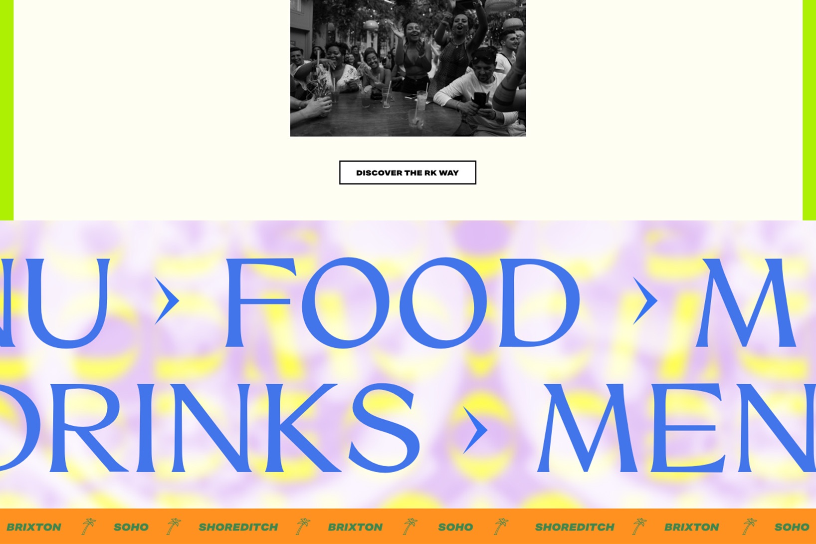 Custom animated text link sections