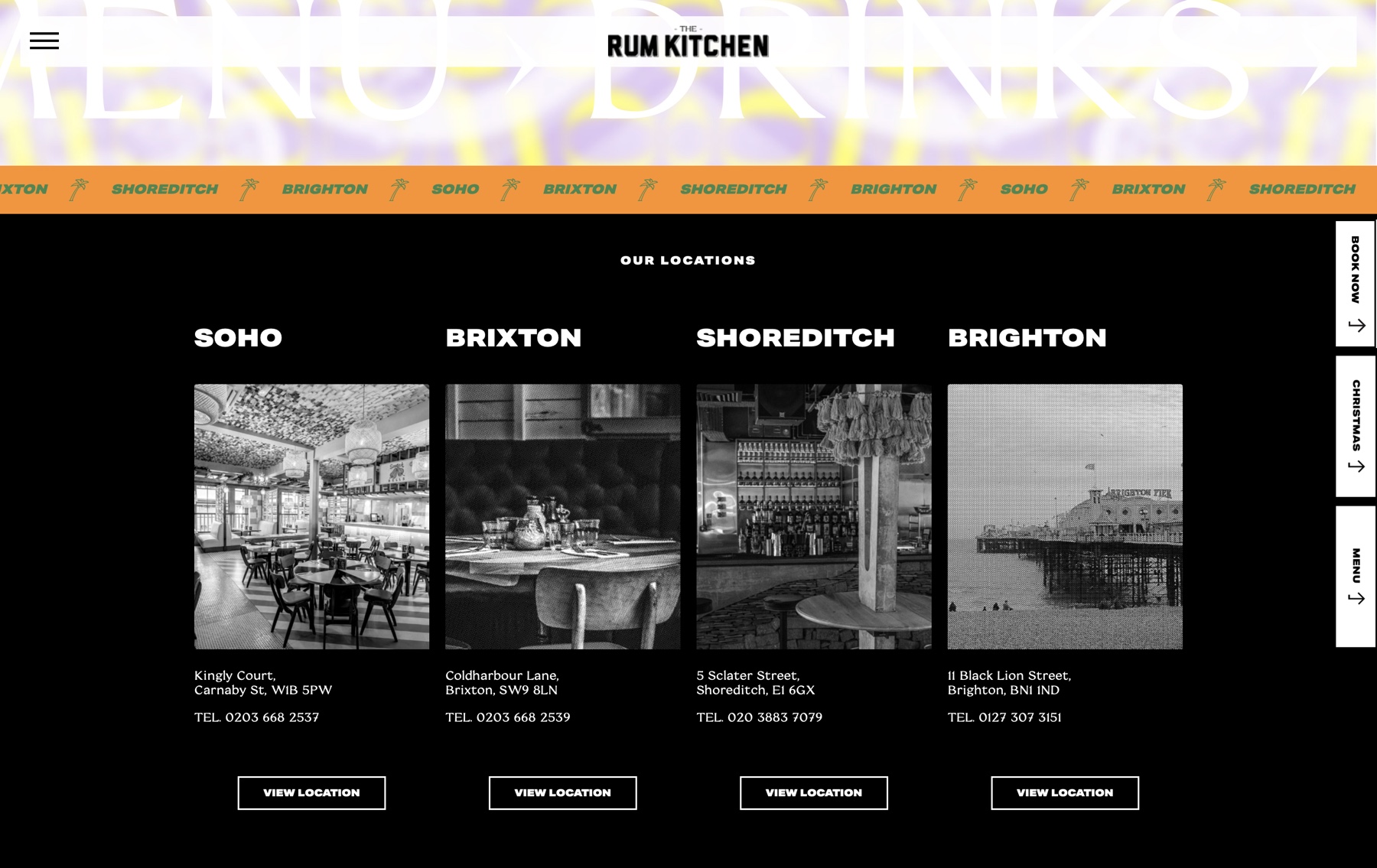 Individual restaurant location pages