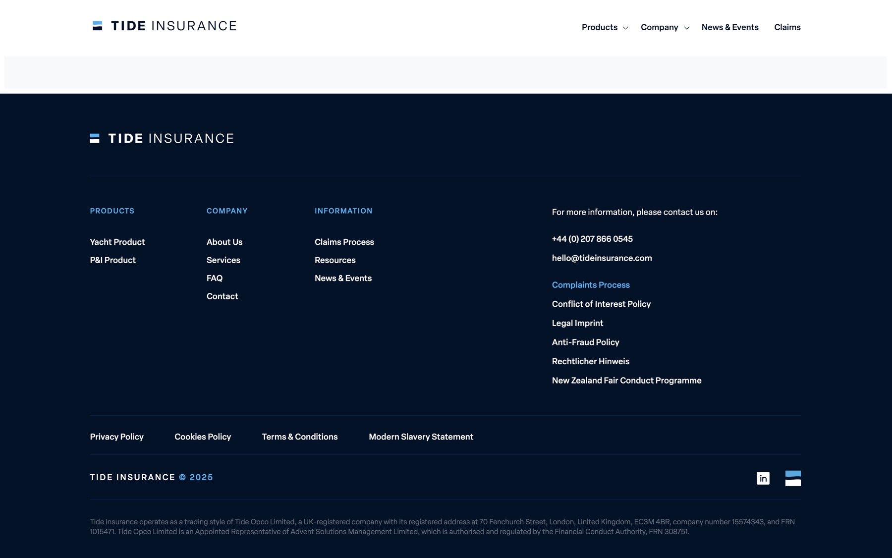 A comprehensive financial services style footer
