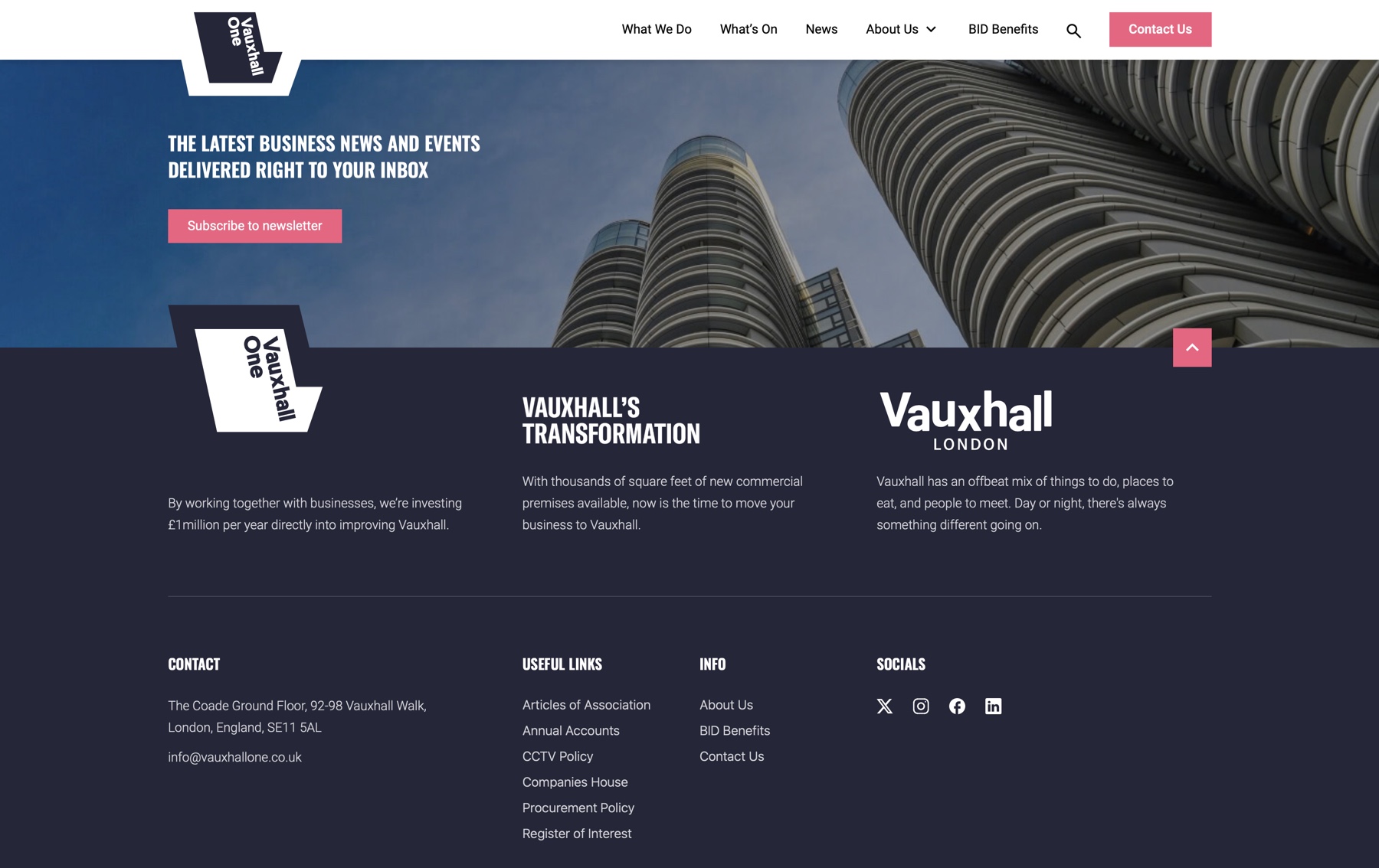 Comprehensive footer with newsletter call to action