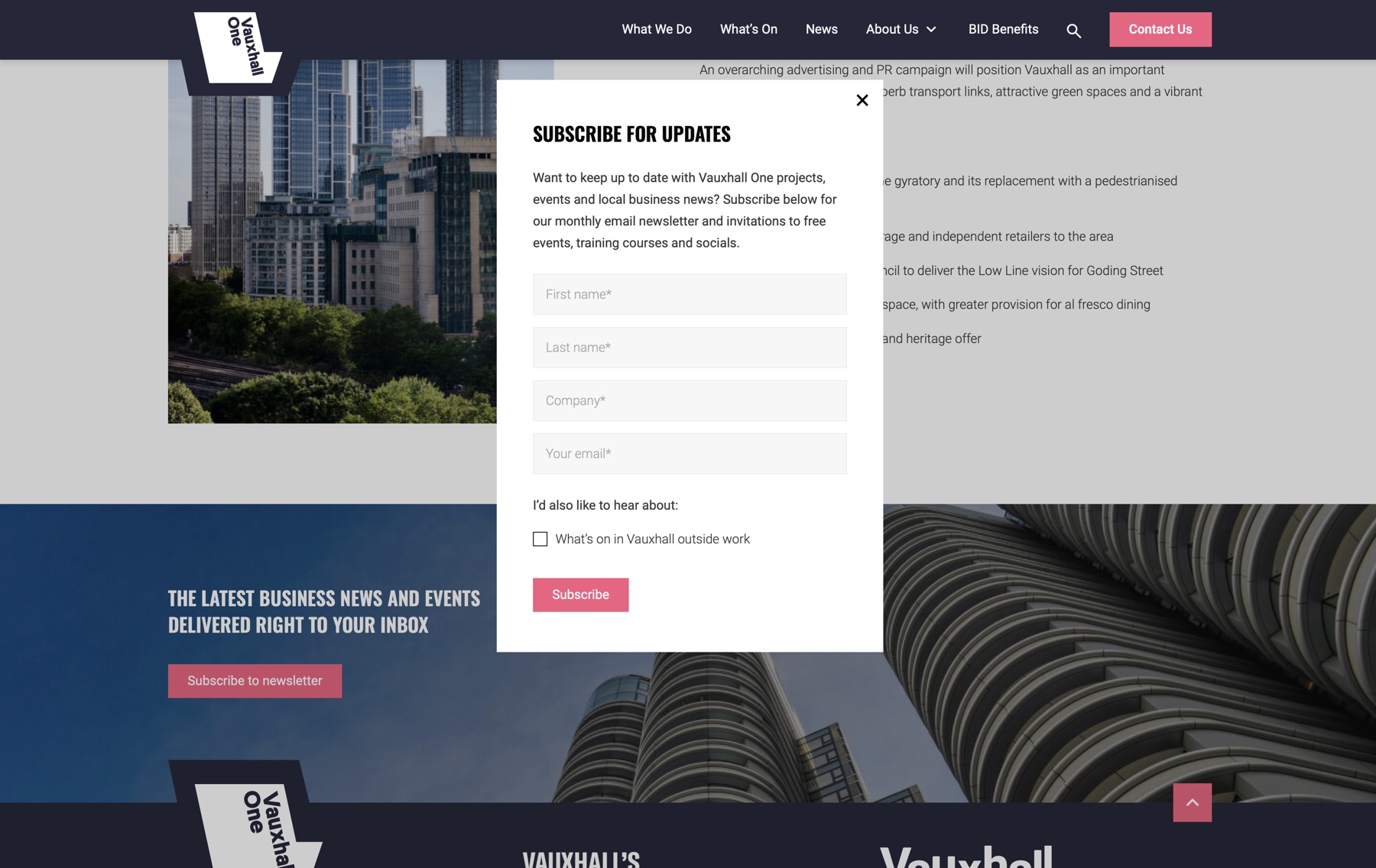 Newsletter modal popup connected to Mailchimp