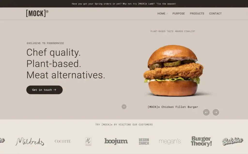 [MOCK]® vegan food WordPress website