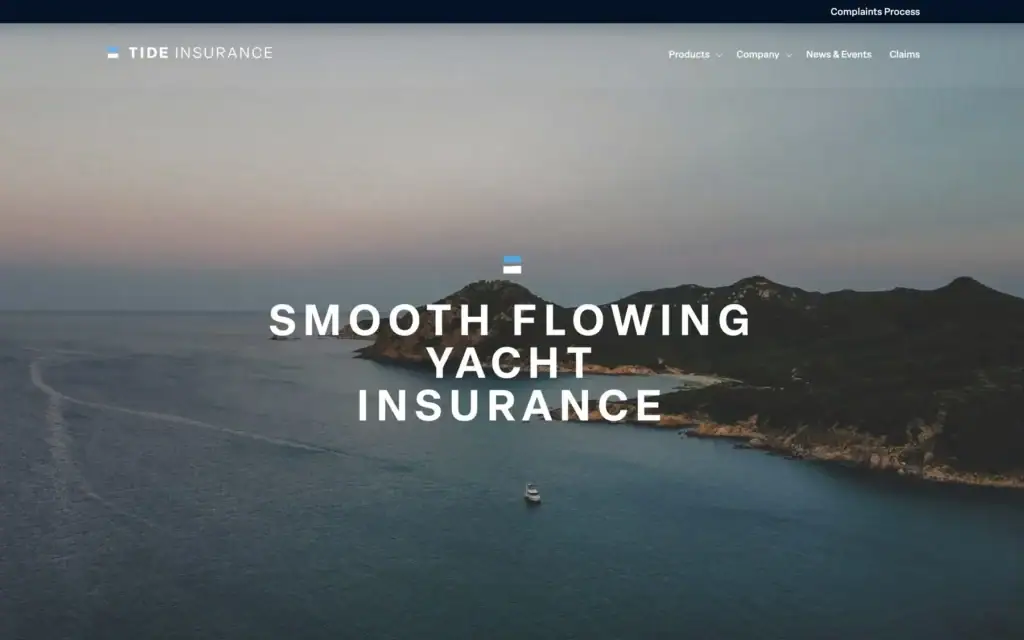 Tide Insurance WordPress website homepage