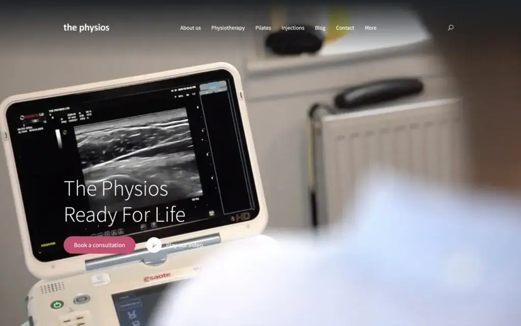 The Physios physiotherapy WordPress website homepage