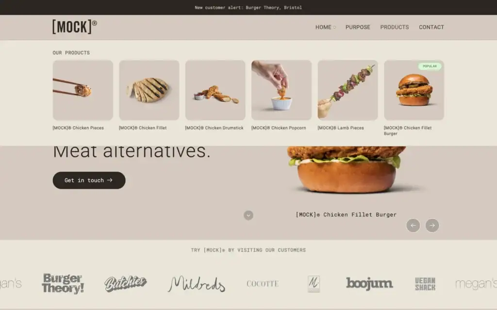 [MOCK]® WordPress product dropdown menu