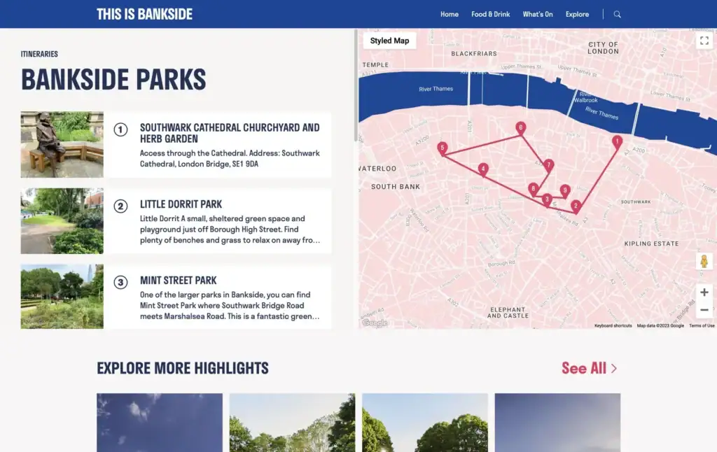 Bankside London custom Google Maps WordPress integration
