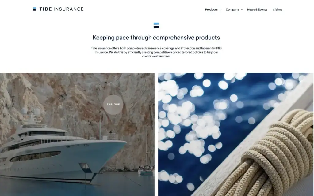 Tide Insurance website custom cursor interaction