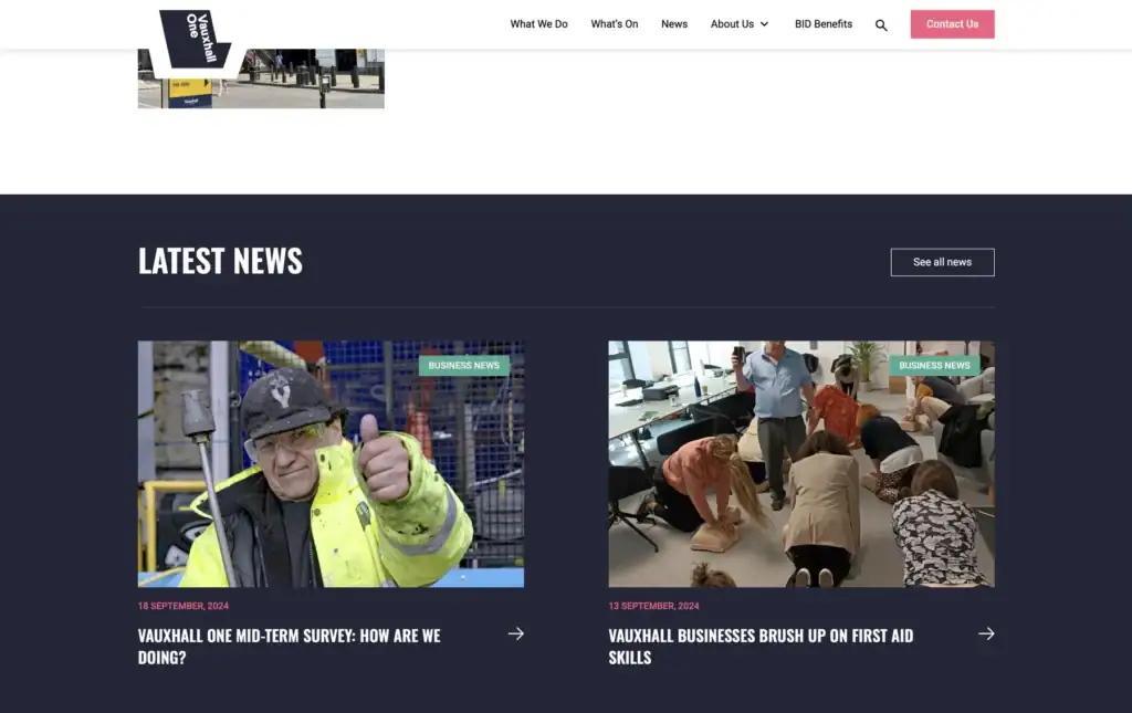 Vauxhall One WordPress featured content feed