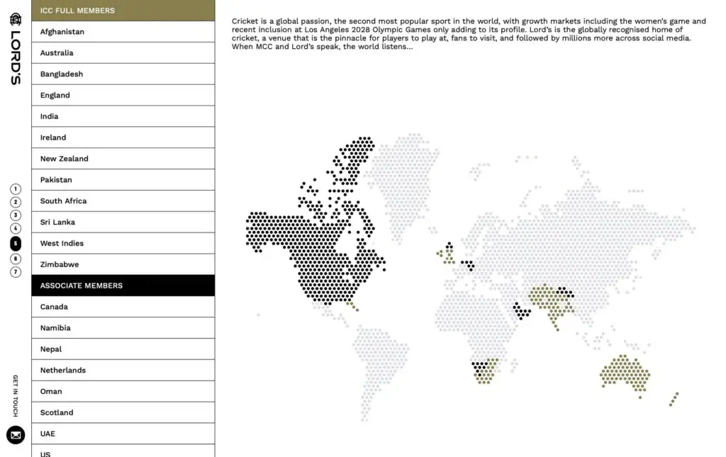 Lord's Cricket Ground interactive global reach map