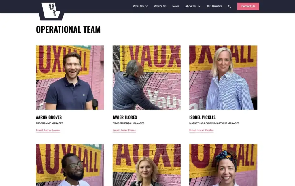 Vauxhall One WordPress team page