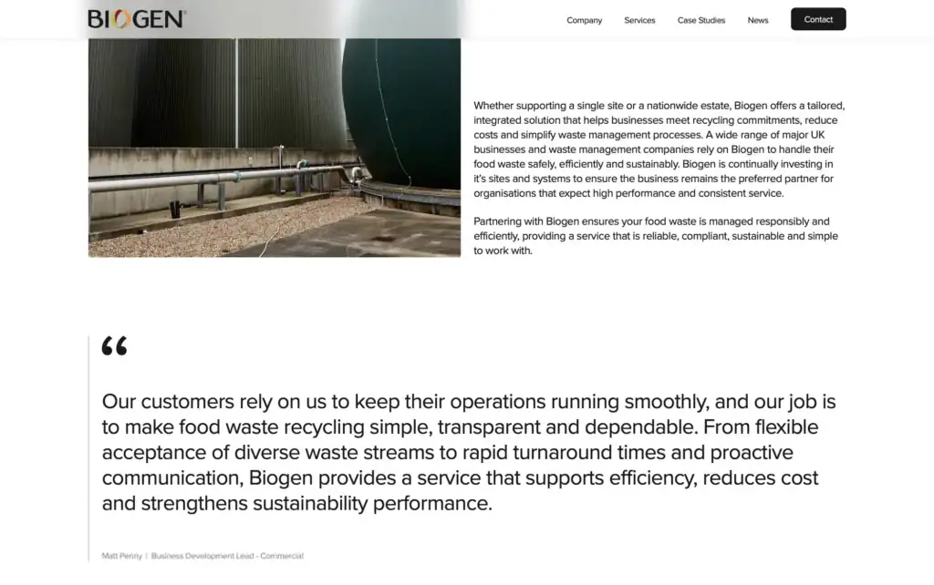 Biogen editorial content layout