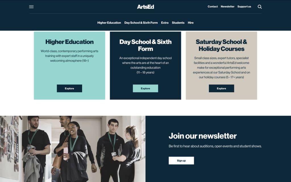 Acting and theatre school web designer and developer
