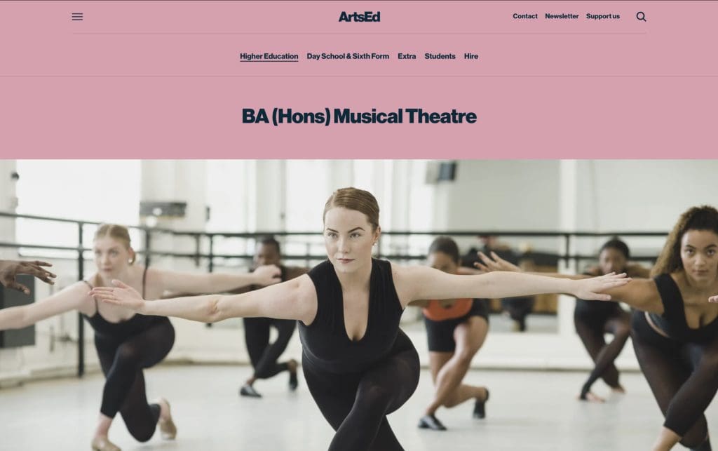 Acting and theatre school website design
